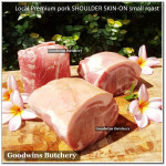 Pork Collar Boston-Butt Kapsim SHOULDER BONELESS SKIN ON frozen LOCAL PREMIUM SMALL ROAST +/- a kilo (price/kg)